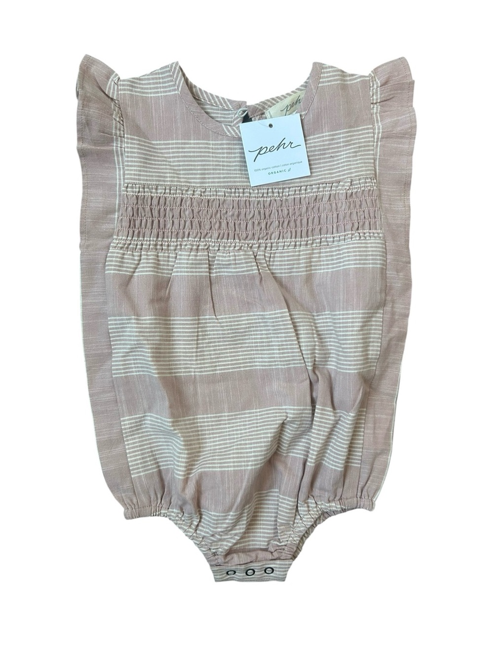 Pehr Baby Girl Ruffle Onesie Bubble Peony Pink Organic Cotton NWT 12/18 Mos